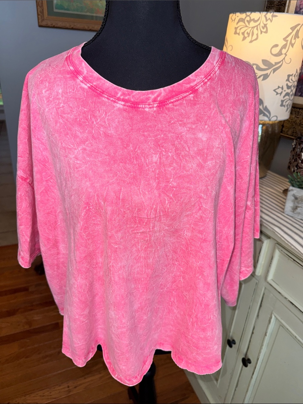 Zenana Outfitters Pink Mineral Wash Short Sleeve Crew Crop Top - NWOT